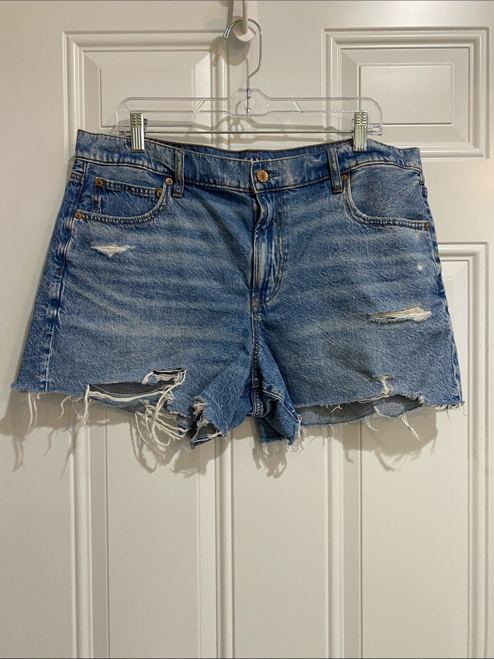 American Eagle Outfitters Light Blue Distressed Denim Shorts